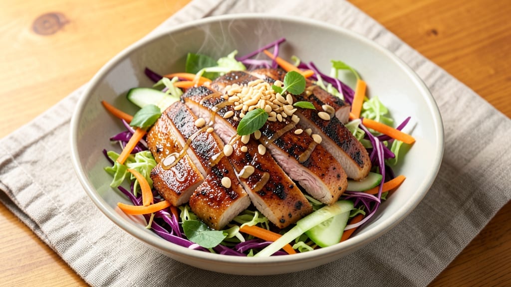 Asian Grilled Chicken Salad Recipe: Smoky Ginger-Lime Dressing with Crunchy Slaw