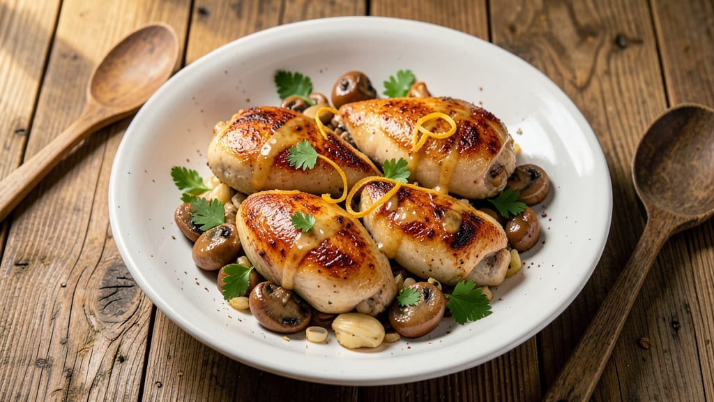 Baked Chicken Thighs With Mushrooms Recipe: Earthy Umami Roast in One Pan