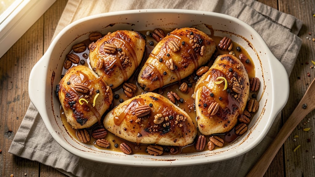 Baked Honey Pecan Chicken Recipe: Caramelized Glaze and Crunchy Topping Harmony