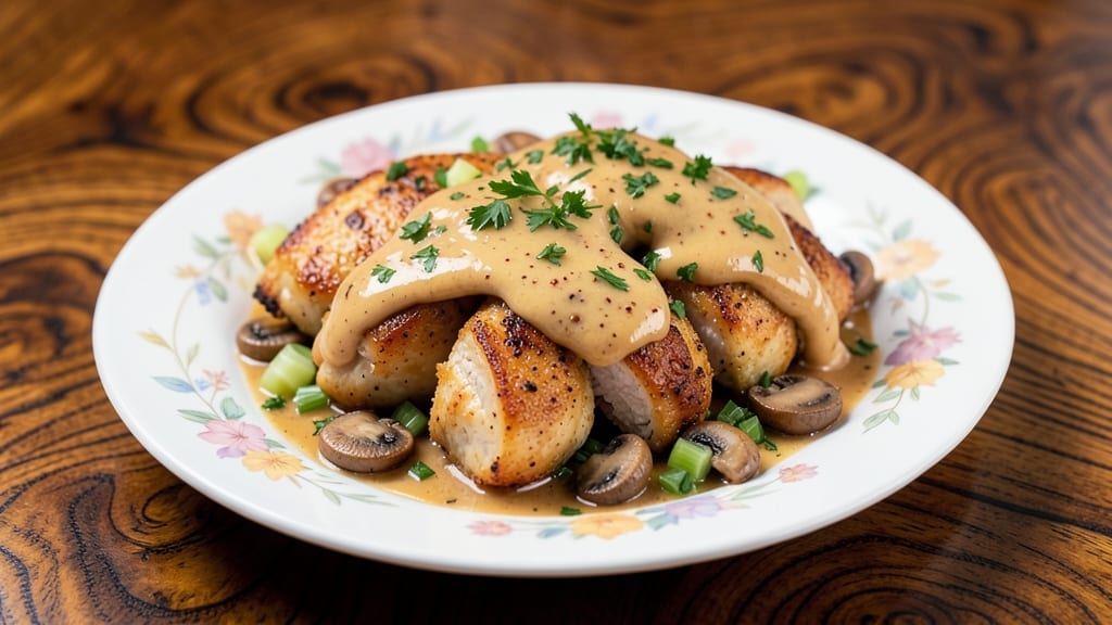 Betty Crocker's Chicken à LA King Recipe: Celery-Vinegar Crunch With Creamy Mushroom Magic