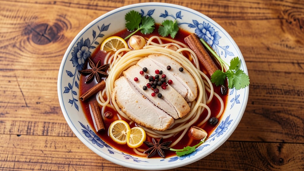 Authentic Chinese Chicken Noodle Soup Recipe: Star Anise and Ginger Harmony in One Pot
