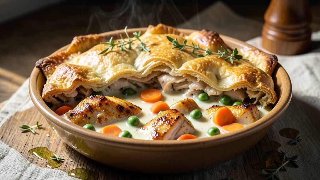Baked Chicken Pot Pie Cobbler Recipe: Flaky Top, Creamy Filling Fusion