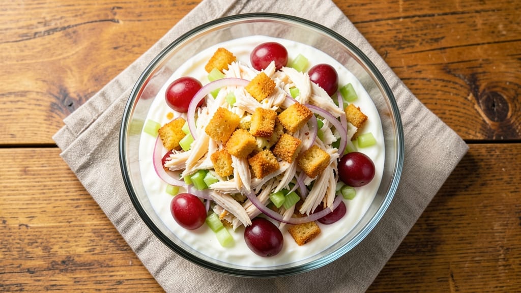 Albertsons Chicken Salad Recipe: Crispy Croutons and Cool Yogurt Balance